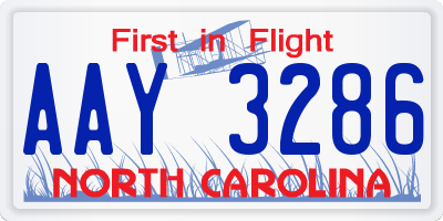 NC license plate AAY3286