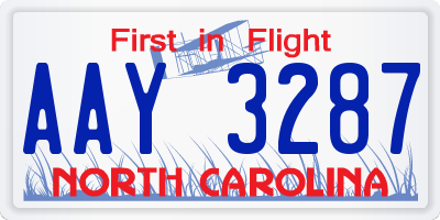 NC license plate AAY3287