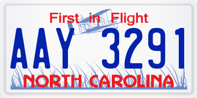 NC license plate AAY3291