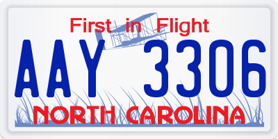 NC license plate AAY3306