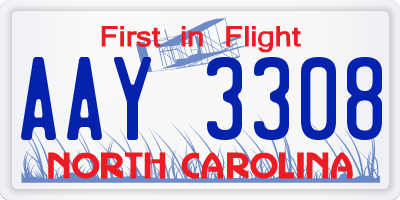 NC license plate AAY3308