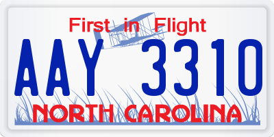 NC license plate AAY3310