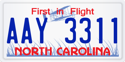 NC license plate AAY3311
