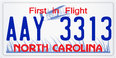 NC license plate AAY3313
