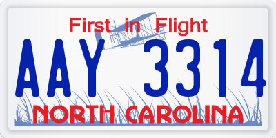 NC license plate AAY3314