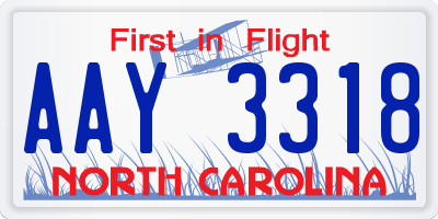 NC license plate AAY3318