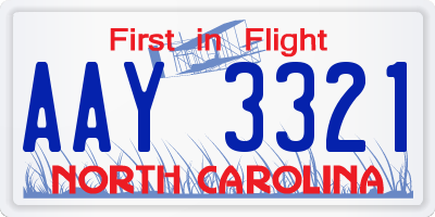 NC license plate AAY3321
