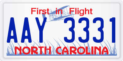 NC license plate AAY3331