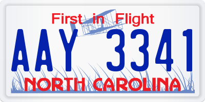 NC license plate AAY3341