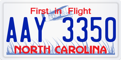 NC license plate AAY3350