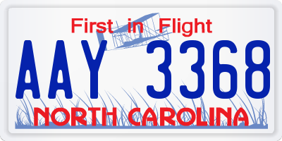 NC license plate AAY3368