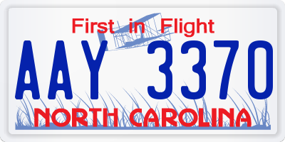 NC license plate AAY3370