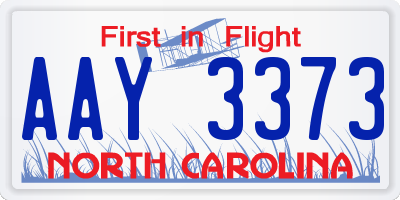 NC license plate AAY3373