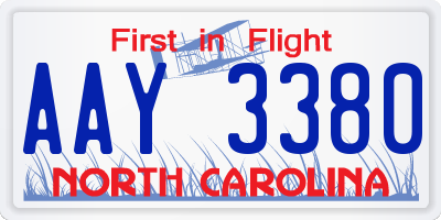 NC license plate AAY3380