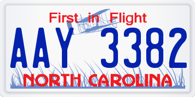NC license plate AAY3382