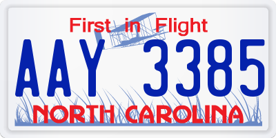 NC license plate AAY3385