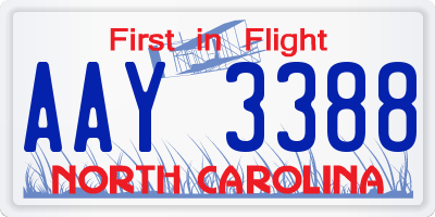 NC license plate AAY3388