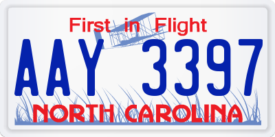 NC license plate AAY3397