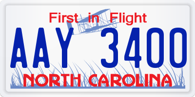 NC license plate AAY3400