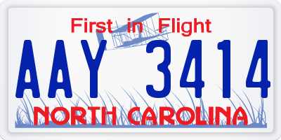 NC license plate AAY3414