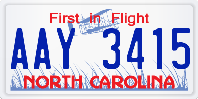 NC license plate AAY3415