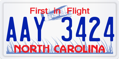 NC license plate AAY3424