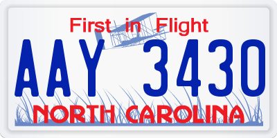 NC license plate AAY3430