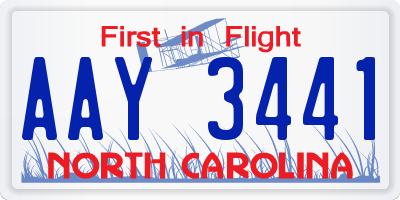 NC license plate AAY3441