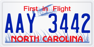 NC license plate AAY3442