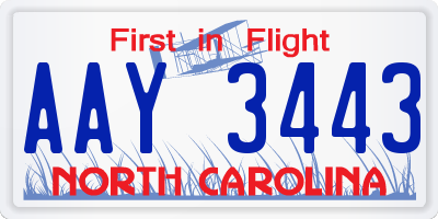 NC license plate AAY3443
