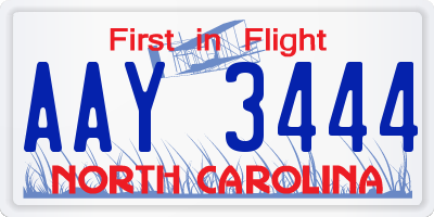 NC license plate AAY3444
