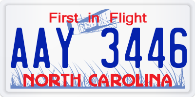 NC license plate AAY3446