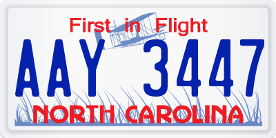 NC license plate AAY3447
