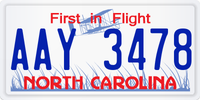 NC license plate AAY3478