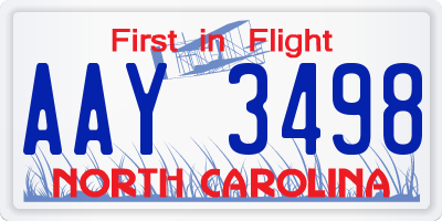 NC license plate AAY3498