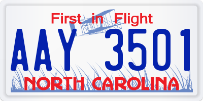 NC license plate AAY3501