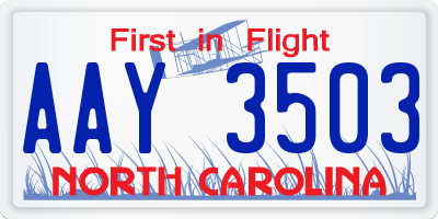 NC license plate AAY3503