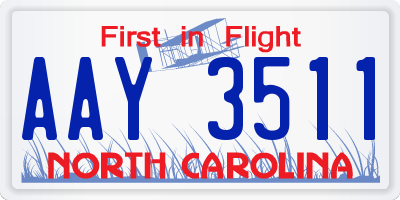 NC license plate AAY3511