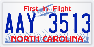 NC license plate AAY3513