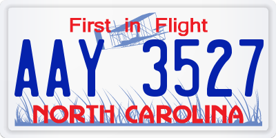 NC license plate AAY3527