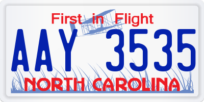 NC license plate AAY3535