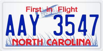 NC license plate AAY3547
