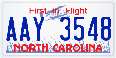 NC license plate AAY3548