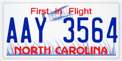 NC license plate AAY3564
