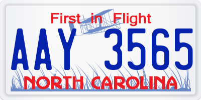 NC license plate AAY3565