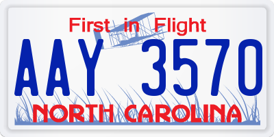 NC license plate AAY3570