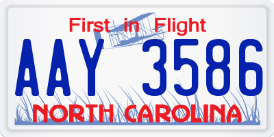 NC license plate AAY3586