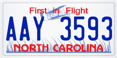 NC license plate AAY3593