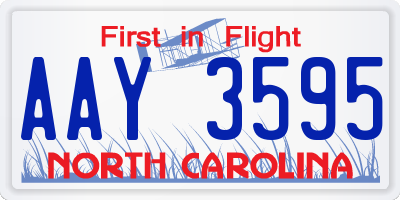 NC license plate AAY3595