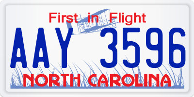 NC license plate AAY3596